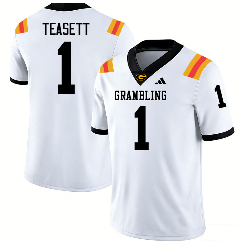 Grambling State Tigers #1 C'zavian Teasett College Football Jerseys,Uniforms-White